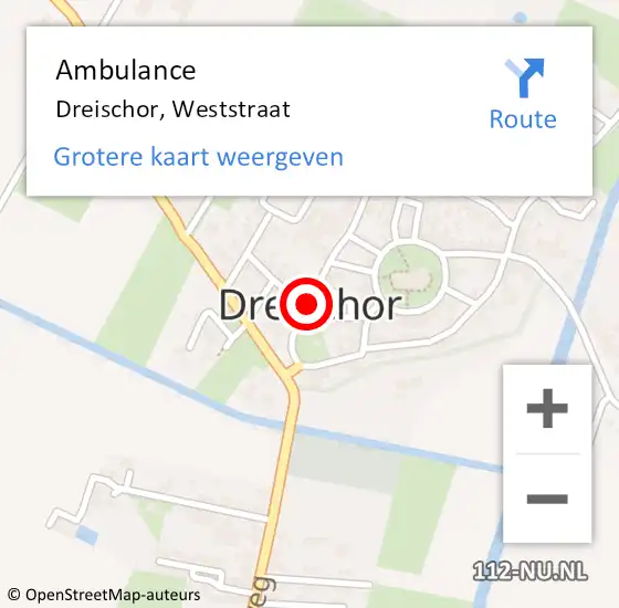 Locatie op kaart van de 112 melding: Ambulance Dreischor, Weststraat op 16 maart 2016 14:01