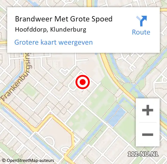 Locatie op kaart van de 112 melding: Brandweer Met Grote Spoed Naar Hoofddorp, Klunderburg op 16 maart 2016 14:08