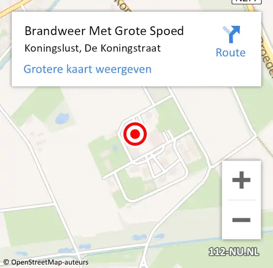 Locatie op kaart van de 112 melding: Brandweer Met Grote Spoed Naar Koningslust, De Koningstraat op 16 maart 2016 14:10