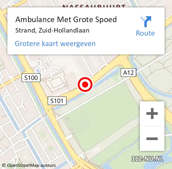 Locatie op kaart van de 112 melding: Ambulance Met Grote Spoed Naar Strand, Zuid-Hollandlaan op 16 maart 2016 14:41