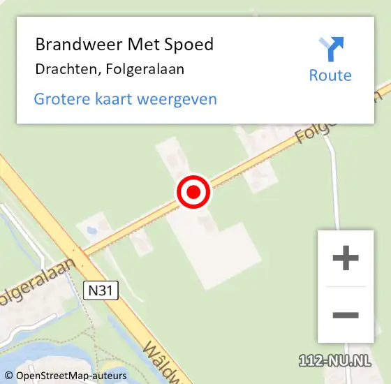 Locatie op kaart van de 112 melding: Brandweer Met Spoed Naar Drachten, Folgeralaan op 16 maart 2016 15:43