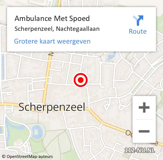 Locatie op kaart van de 112 melding: Ambulance Met Spoed Naar Scherpenzeel, Nachtegaallaan op 16 maart 2016 16:45