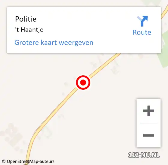 Locatie op kaart van de 112 melding: Politie 't Haantje op 16 maart 2016 16:59