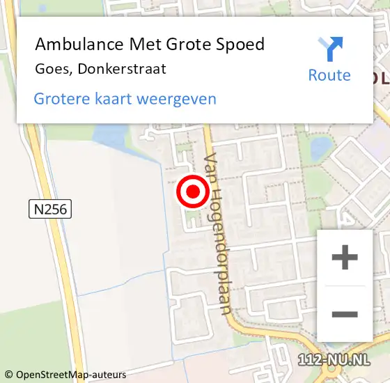 Locatie op kaart van de 112 melding: Ambulance Met Grote Spoed Naar Goes, Donkerstraat op 16 maart 2016 22:23