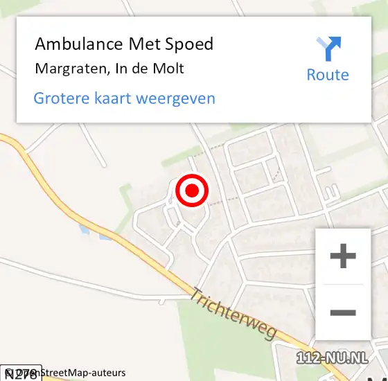 Locatie op kaart van de 112 melding: Ambulance Met Spoed Naar Margraten, In de Molt op 9 december 2013 08:40