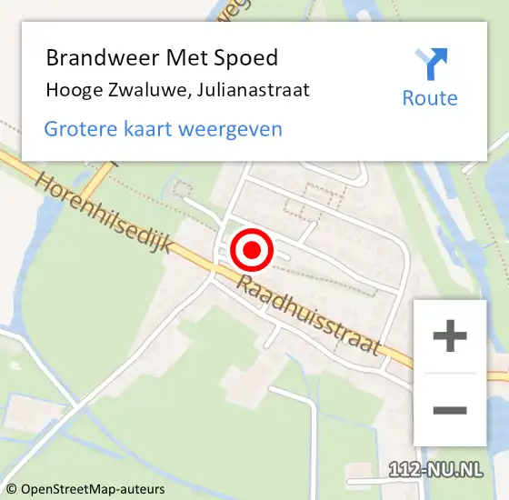 Locatie op kaart van de 112 melding: Brandweer Met Spoed Naar Hooge Zwaluwe, Julianastraat op 16 maart 2016 22:50