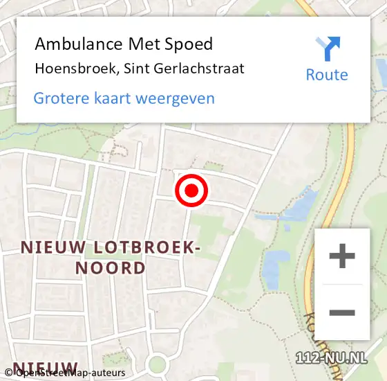 Locatie op kaart van de 112 melding: Ambulance Met Spoed Naar Hoensbroek, Sint Gerlachstraat op 9 december 2013 08:43