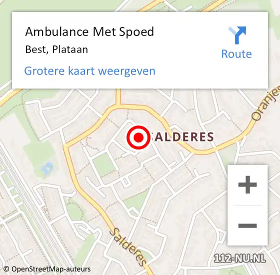 Locatie op kaart van de 112 melding: Ambulance Met Spoed Naar Best, Plataan op 16 maart 2016 23:20