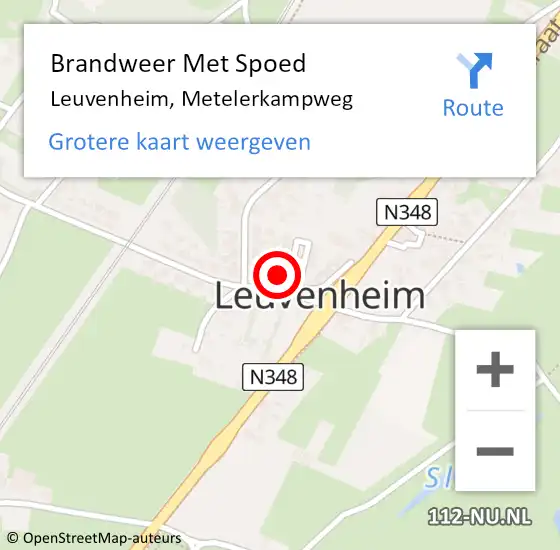 Locatie op kaart van de 112 melding: Brandweer Met Spoed Naar Leuvenheim, Metelerkampweg op 17 maart 2016 01:42