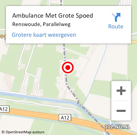 Locatie op kaart van de 112 melding: Ambulance Met Grote Spoed Naar Renswoude, Parallelweg op 17 maart 2016 01:54