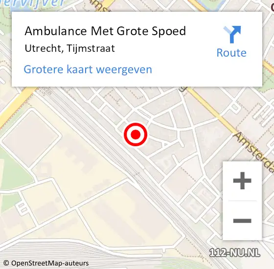 Locatie op kaart van de 112 melding: Ambulance Met Grote Spoed Naar Utrecht, Tijmstraat op 17 maart 2016 03:36