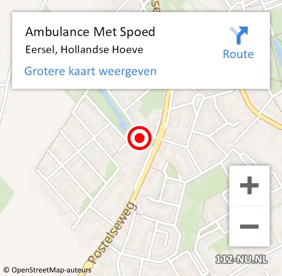 Locatie op kaart van de 112 melding: Ambulance Met Spoed Naar Eersel, Hollandse Hoeve op 17 maart 2016 04:15