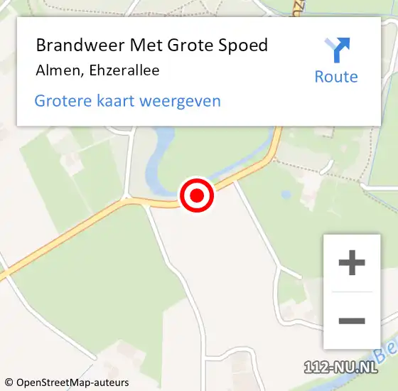 Locatie op kaart van de 112 melding: Brandweer Met Grote Spoed Naar Almen, Ehzerallee op 17 maart 2016 08:04