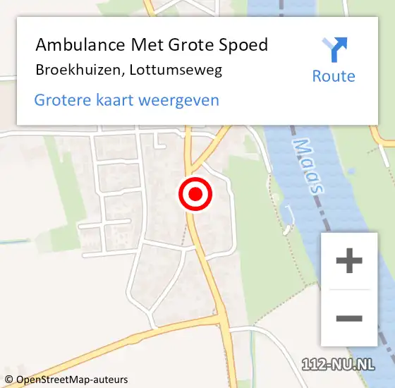Locatie op kaart van de 112 melding: Ambulance Met Grote Spoed Naar Broekhuizen, Lottumseweg op 9 december 2013 09:08