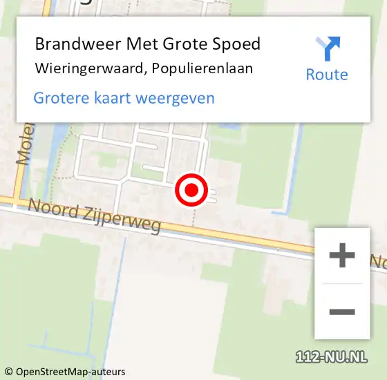 Locatie op kaart van de 112 melding: Brandweer Met Grote Spoed Naar Wieringerwaard, Populierenlaan op 17 maart 2016 08:58