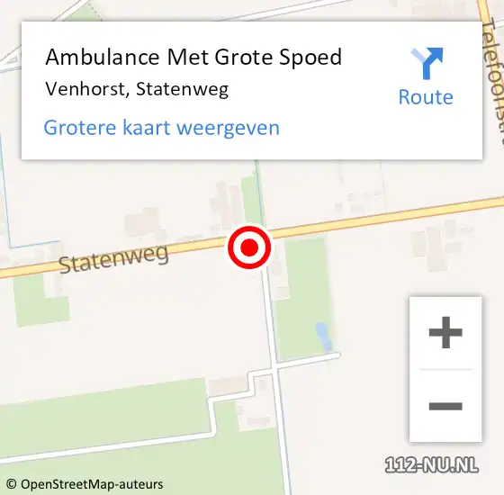 Locatie op kaart van de 112 melding: Ambulance Met Grote Spoed Naar Venhorst, Statenweg op 17 maart 2016 09:30