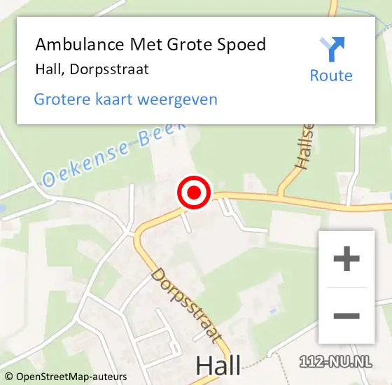 Locatie op kaart van de 112 melding: Ambulance Met Grote Spoed Naar Hall, Dorpsstraat op 17 maart 2016 09:37