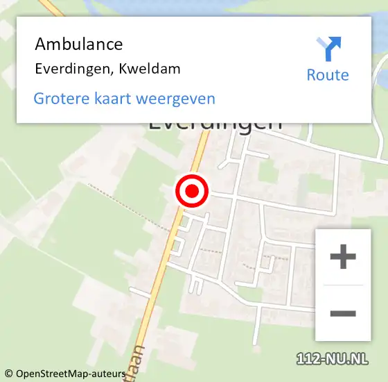 Locatie op kaart van de 112 melding: Ambulance Everdingen, Kweldam op 17 maart 2016 09:47