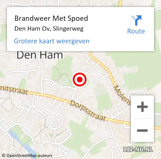 Locatie op kaart van de 112 melding: Brandweer Met Spoed Naar Den Ham Ov, Slingerweg op 9 december 2013 09:21