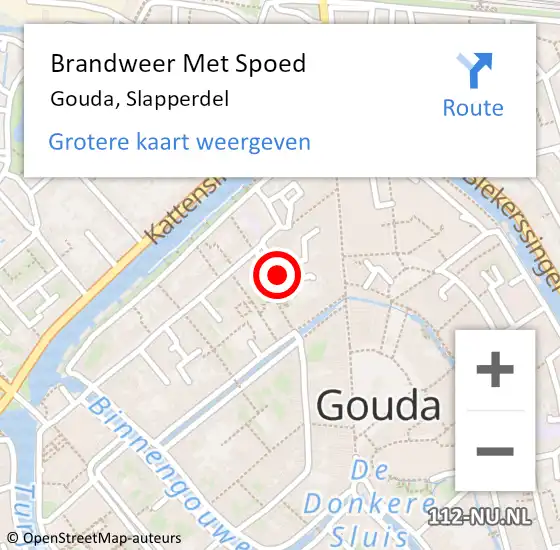 Locatie op kaart van de 112 melding: Brandweer Met Spoed Naar Gouda, Slapperdel op 17 maart 2016 10:34