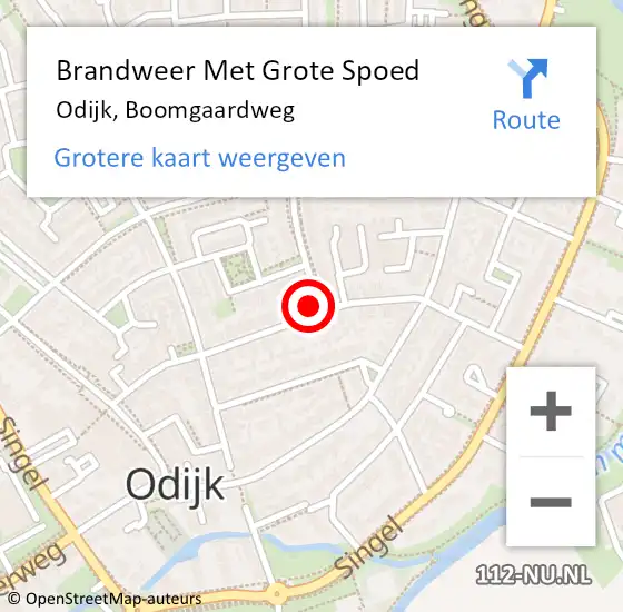 Locatie op kaart van de 112 melding: Brandweer Met Grote Spoed Naar Odijk, Boomgaardweg op 17 maart 2016 11:03