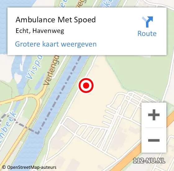 Locatie op kaart van de 112 melding: Ambulance Met Spoed Naar Echt, Havenweg op 17 maart 2016 11:12