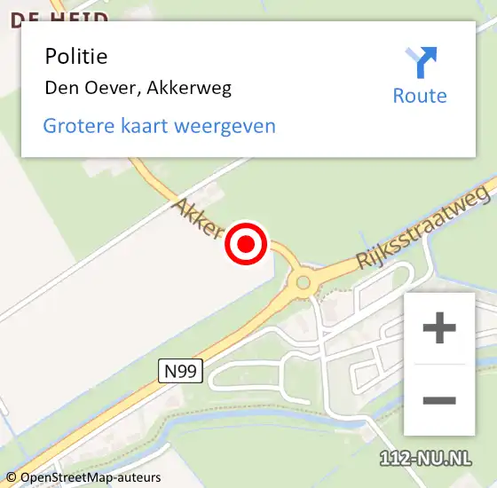 Locatie op kaart van de 112 melding: Politie Den Oever, Akkerweg op 17 maart 2016 11:19