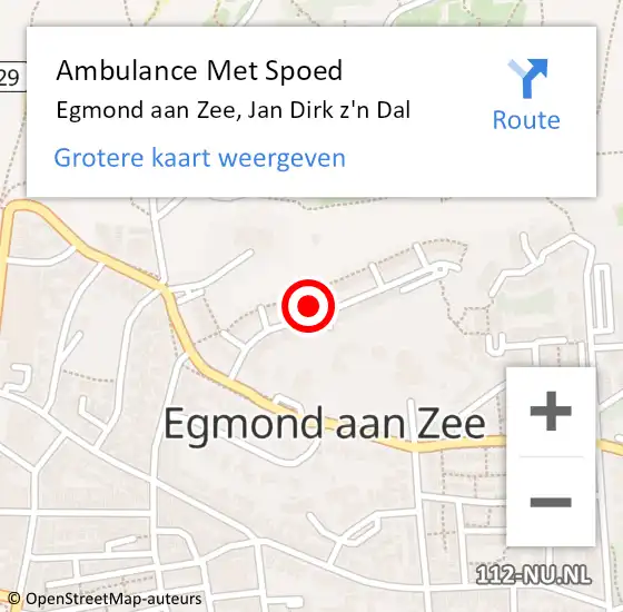 Locatie op kaart van de 112 melding: Ambulance Met Spoed Naar Egmond aan Zee, Jan Dirk z'n Dal op 17 maart 2016 11:21