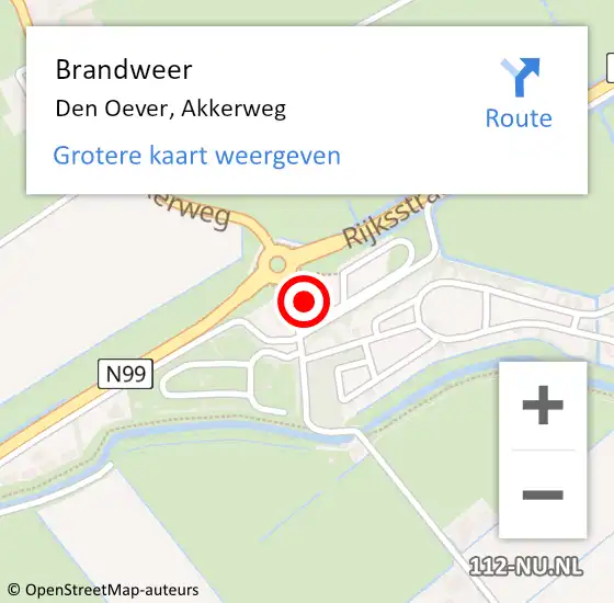 Locatie op kaart van de 112 melding: Brandweer Den Oever, Akkerweg op 17 maart 2016 11:22