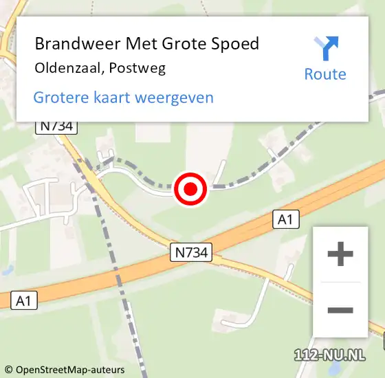 Locatie op kaart van de 112 melding: Brandweer Met Grote Spoed Naar Oldenzaal, Postweg op 9 december 2013 09:27