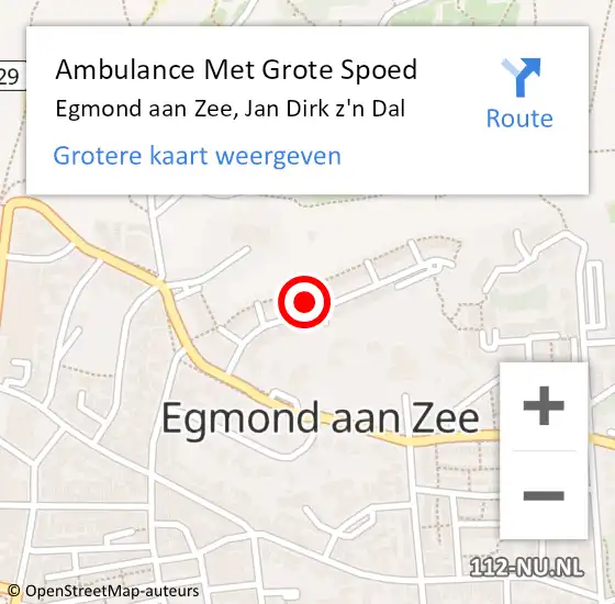 Locatie op kaart van de 112 melding: Ambulance Met Grote Spoed Naar Egmond aan Zee, Jan Dirk z'n Dal op 17 maart 2016 11:26