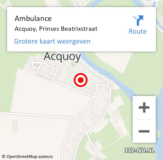 Locatie op kaart van de 112 melding: Ambulance Acquoy, Prinses Beatrixstraat op 17 maart 2016 11:36