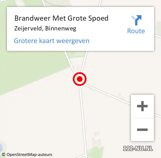 Locatie op kaart van de 112 melding: Brandweer Met Grote Spoed Naar Zeijerveld, Binnenweg op 17 maart 2016 11:56