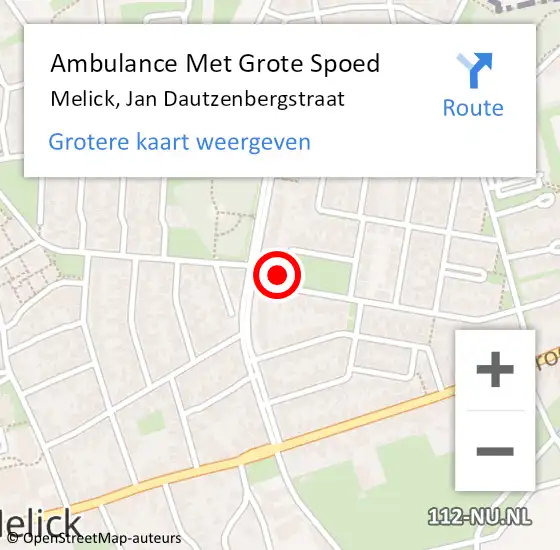 Locatie op kaart van de 112 melding: Ambulance Met Grote Spoed Naar Melick, Jan Dautzenbergstraat op 17 maart 2016 12:12