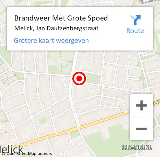 Locatie op kaart van de 112 melding: Brandweer Met Grote Spoed Naar Melick, Jan Dautzenbergstraat op 17 maart 2016 12:13