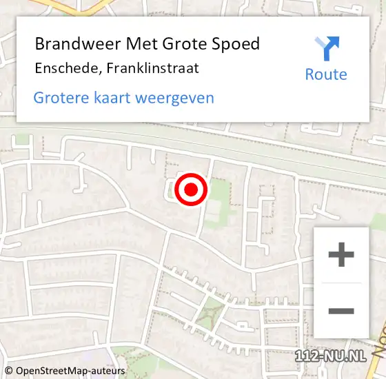 Locatie op kaart van de 112 melding: Brandweer Met Grote Spoed Naar Enschede, Franklinstraat op 9 december 2013 09:32