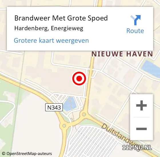 Locatie op kaart van de 112 melding: Brandweer Met Grote Spoed Naar Hardenberg, Energieweg op 17 maart 2016 13:08