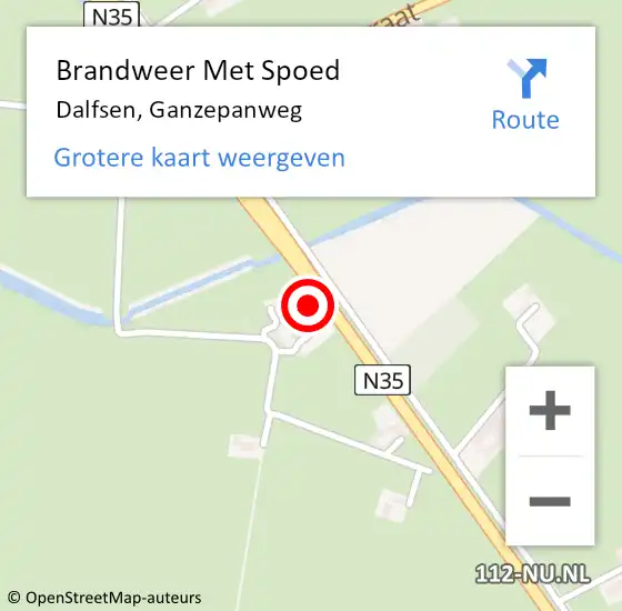 Locatie op kaart van de 112 melding: Brandweer Met Spoed Naar Dalfsen, Ganzepanweg op 17 maart 2016 13:10