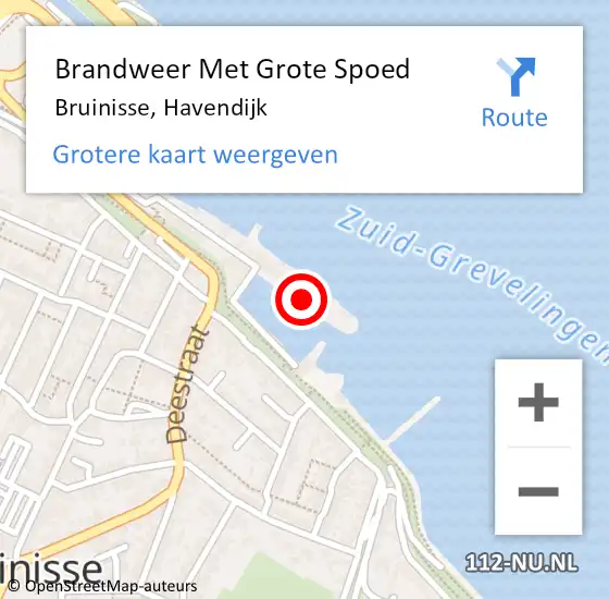 Locatie op kaart van de 112 melding: Brandweer Met Grote Spoed Naar Bruinisse, Havendijk op 17 maart 2016 13:51