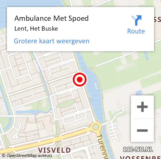 Locatie op kaart van de 112 melding: Ambulance Met Spoed Naar Lent, Het Buske op 17 maart 2016 14:10