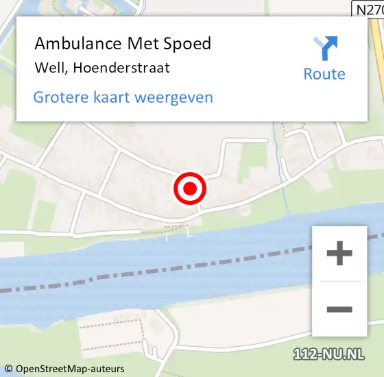 Locatie op kaart van de 112 melding: Ambulance Met Spoed Naar Well, Hoenderstraat op 9 december 2013 09:45