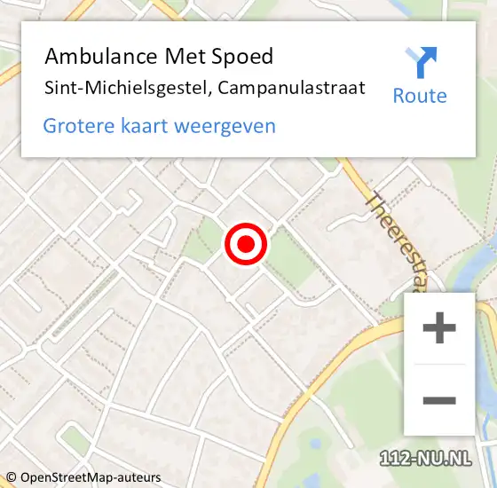 Locatie op kaart van de 112 melding: Ambulance Met Spoed Naar Sint-Michielsgestel, Campanulastraat op 17 maart 2016 15:07