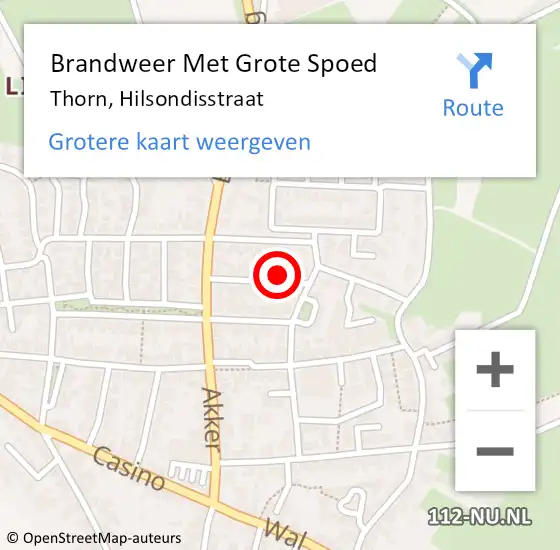 Locatie op kaart van de 112 melding: Brandweer Met Grote Spoed Naar Thorn, Hilsondisstraat op 17 maart 2016 15:22