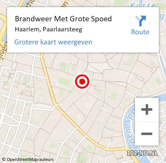 Locatie op kaart van de 112 melding: Brandweer Met Grote Spoed Naar Haarlem, Paarlaarsteeg op 17 maart 2016 15:28