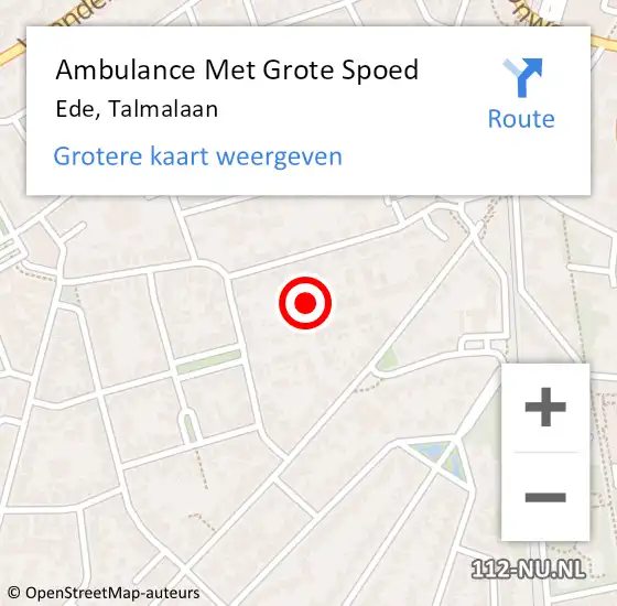 Locatie op kaart van de 112 melding: Ambulance Met Grote Spoed Naar Ede, Talmalaan op 17 maart 2016 15:33