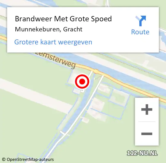 Locatie op kaart van de 112 melding: Brandweer Met Grote Spoed Naar Munnekeburen, Gracht op 17 maart 2016 15:38