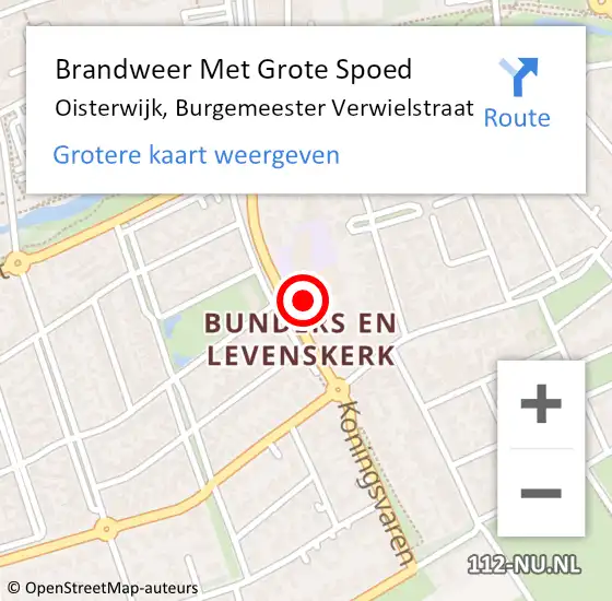 Locatie op kaart van de 112 melding: Brandweer Met Grote Spoed Naar Oisterwijk, Burgemeester Verwielstraat op 17 maart 2016 16:21