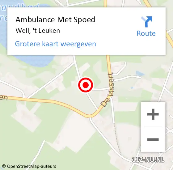 Locatie op kaart van de 112 melding: Ambulance Met Spoed Naar Well, 't Leuken op 17 maart 2016 17:22