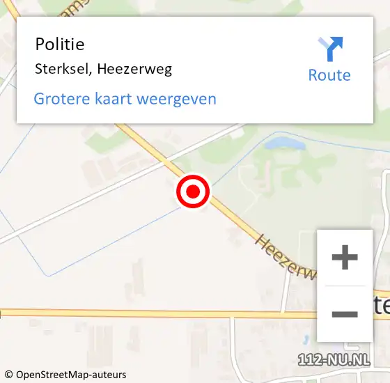 Locatie op kaart van de 112 melding: Politie Sterksel, Heezerweg op 17 maart 2016 17:56