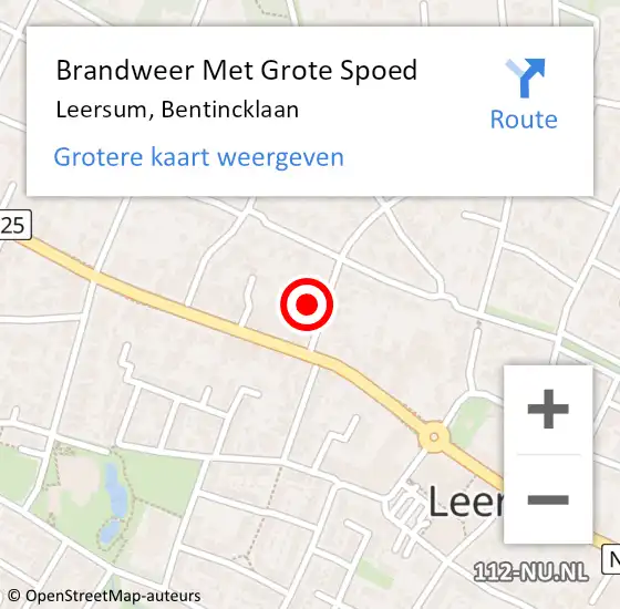 Locatie op kaart van de 112 melding: Brandweer Met Grote Spoed Naar Leersum, Bentincklaan op 17 maart 2016 19:10